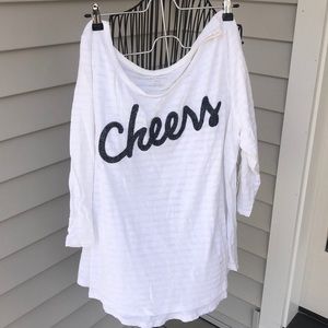Cheers White Long Quarter sleeve Tee